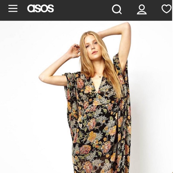 SOLD ASOS Premium Kimono Maxi Dress - Floral Wide Sleeve Tie  Maxi Dress* - Picture 4 of 12